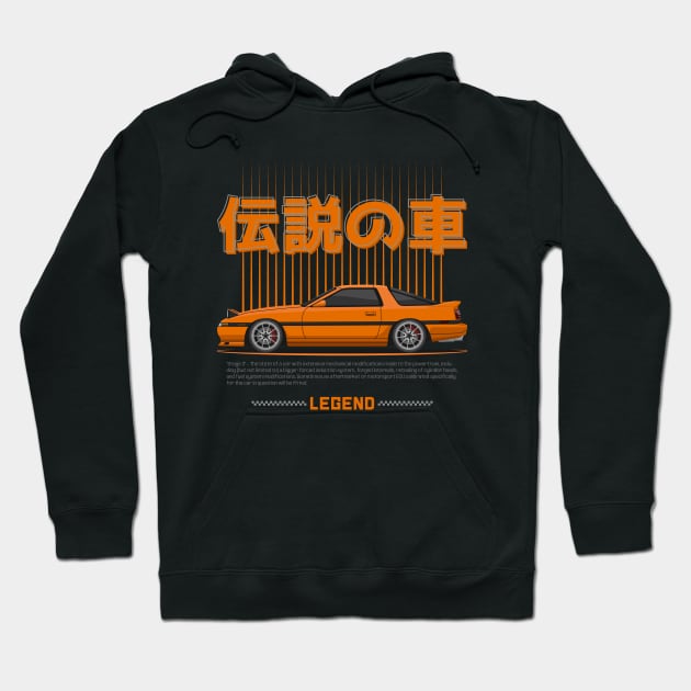 Midnight Racer Orange MK3 A70 JDM Hoodie by GoldenTuners